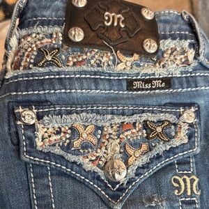 Miss Me Denim Jeans with Embellished Pockets